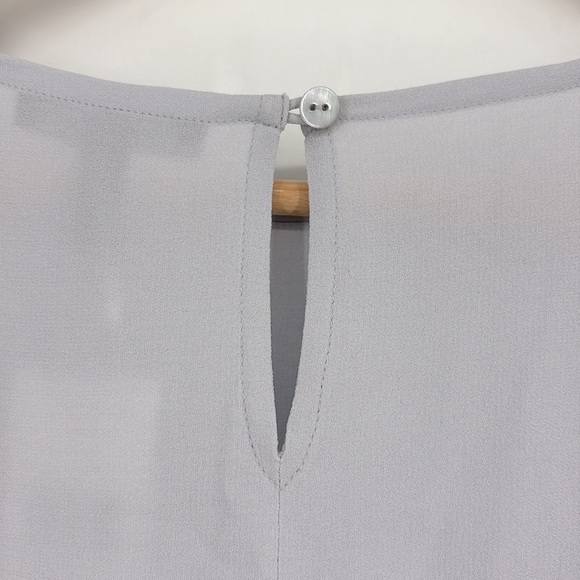 Eileen Fisher India Sky Blue Silk Georgette Crepe Ruffle Sleeve Top New w/ tags! - Picture 8 of 10